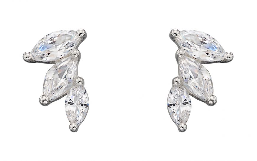 Sterling Silver Graduating Marquise CZ Earrings
