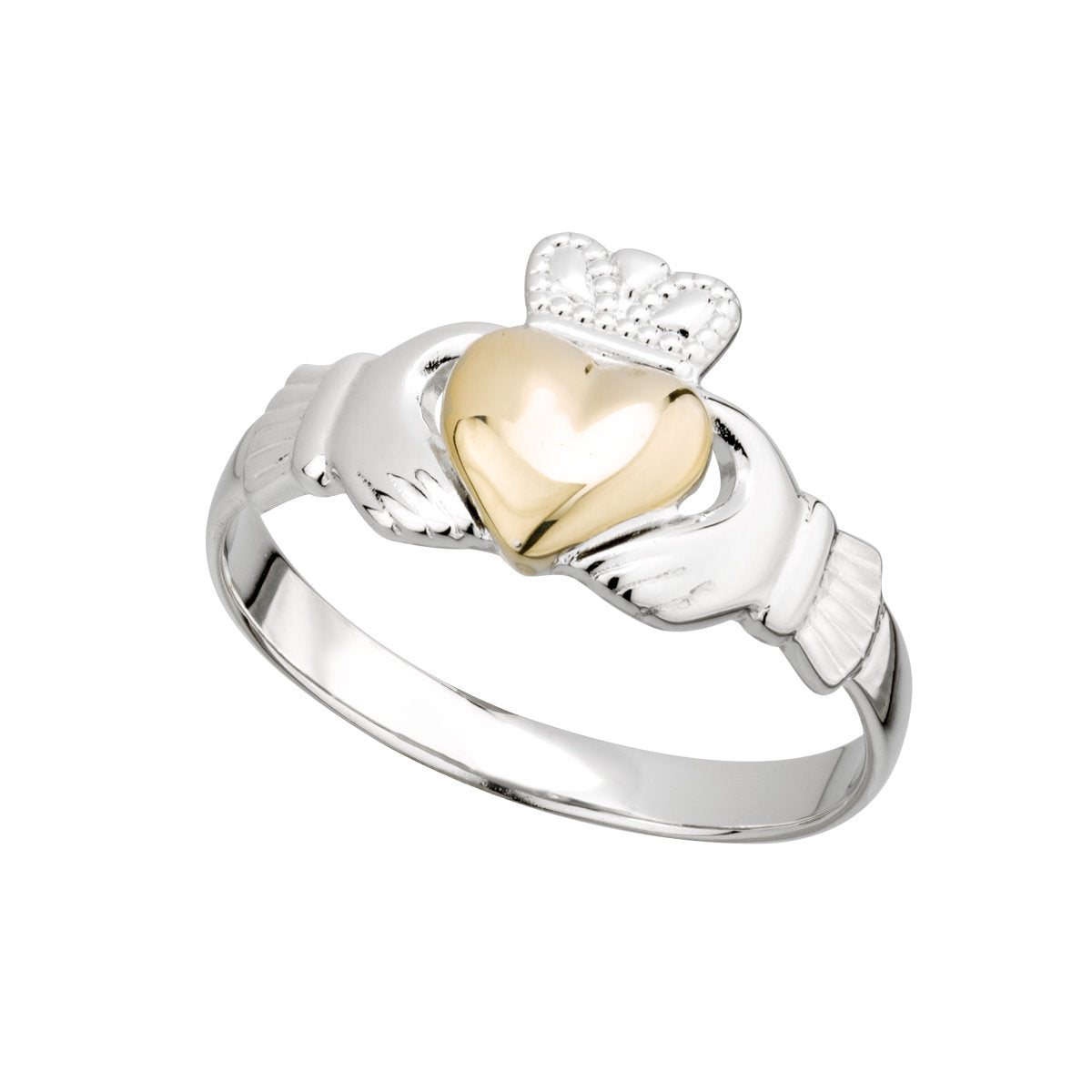 Sterling Silver & 10ct Yellow Gold Claddagh Maid Ring