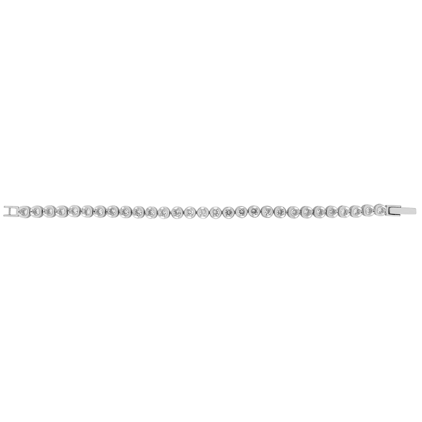 Sterling Silver Rub-Over CZ Line Tennis Bracelet