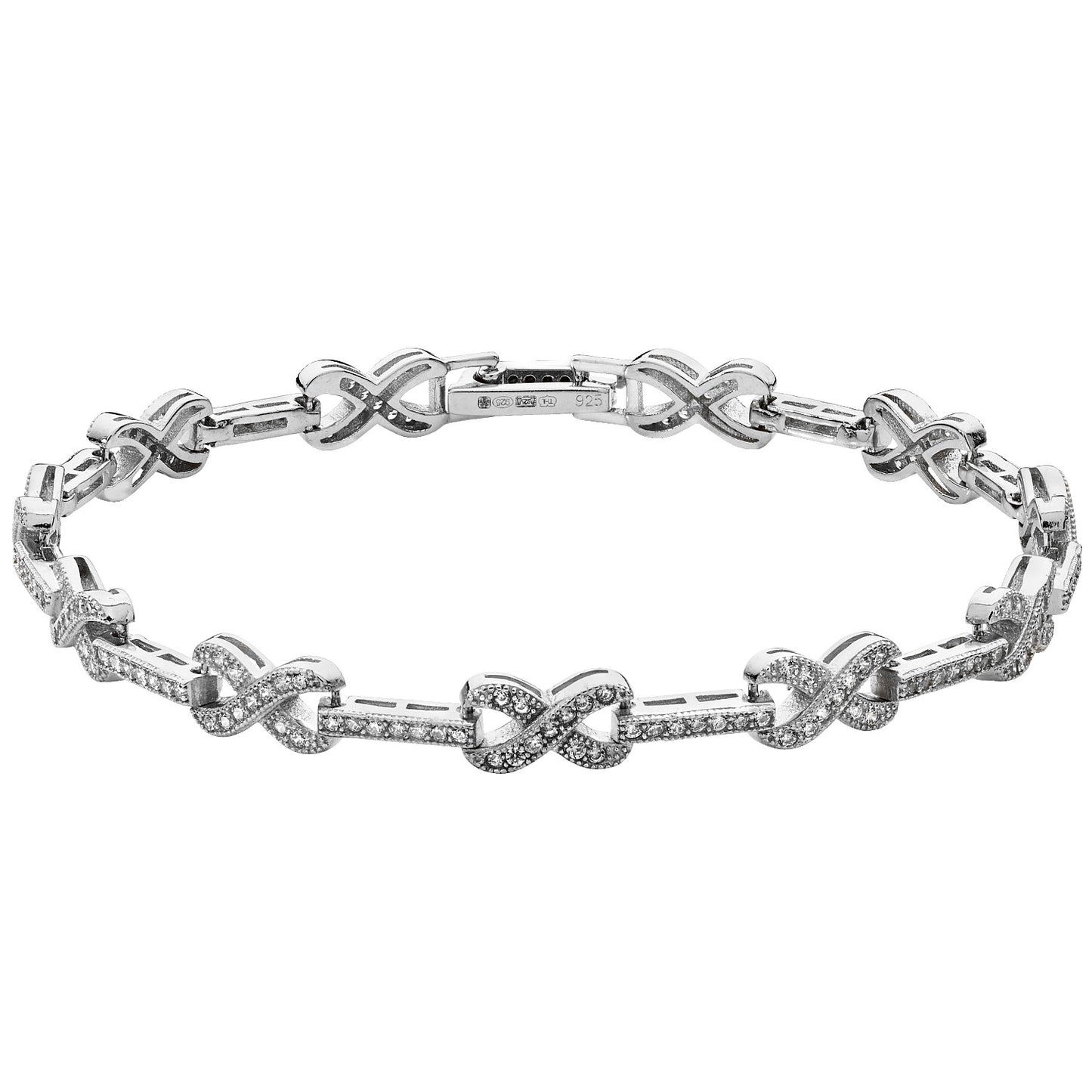 Sterling Silver Split Infinity CZ Linked Bracelet