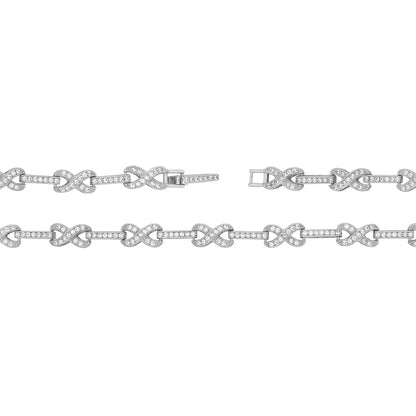 Sterling Silver Split Infinity CZ Linked Bracelet