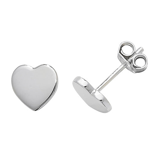 Sterling Silver Cute Heart Stud Earrings