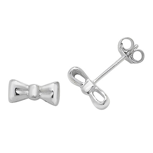 Sterling Silver Cute Small Bow Tie Stud Earrings