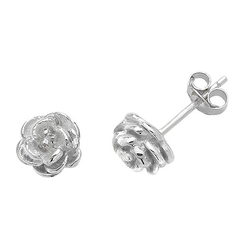 Sterling Silver Rose Petal Stud Earrings