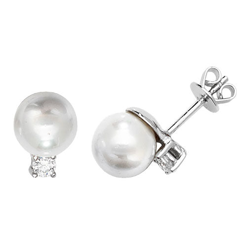Sterling Silver CZ & Pearl Studs