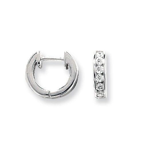 Sterling Silver Channel CZ Hoop Earrings