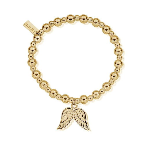 ChloBo 18ct Gold Plated Mini Beaded Angel Wings Bracelet