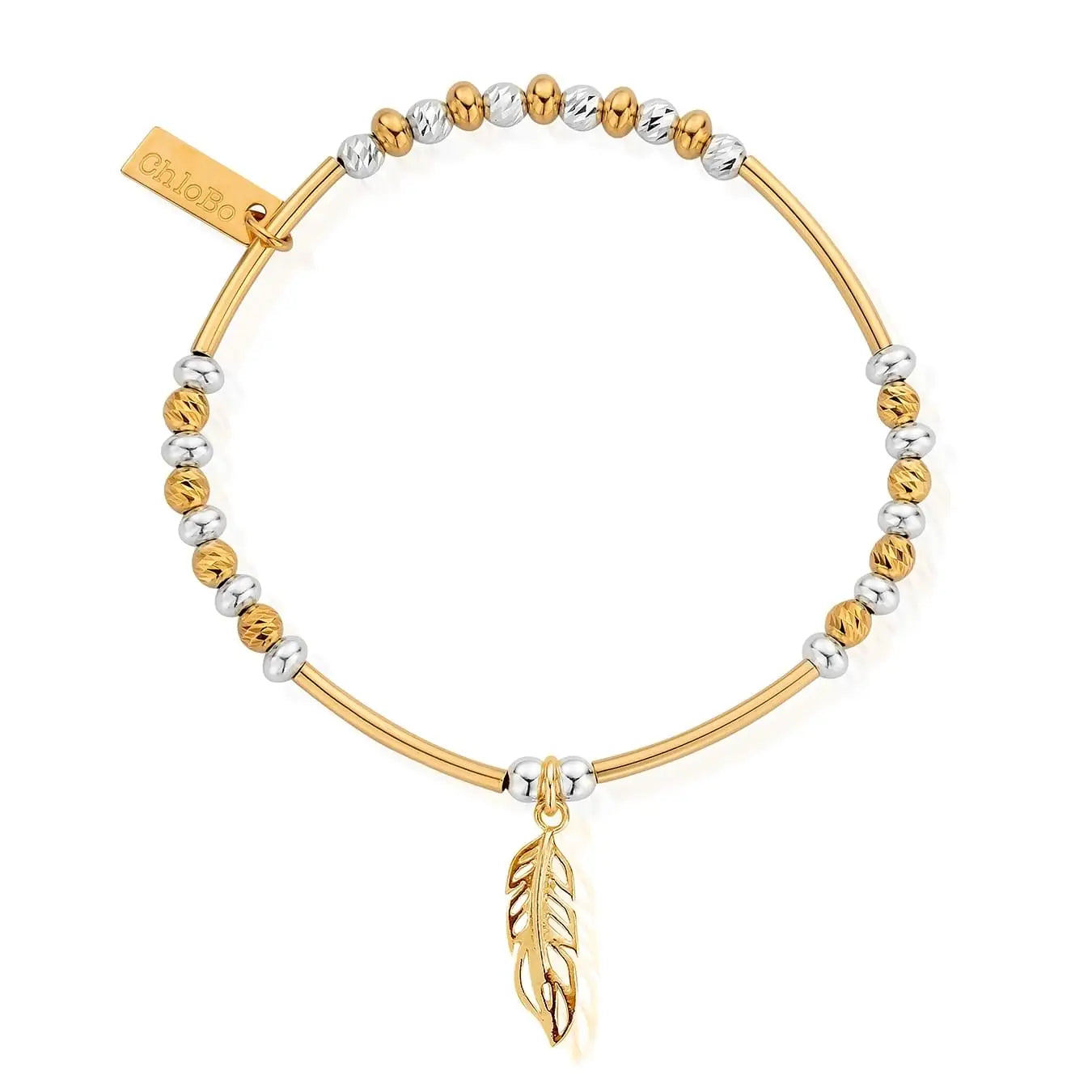 ChloBo Silver & Yellow Gold Plated Filigree Feather Bracelet