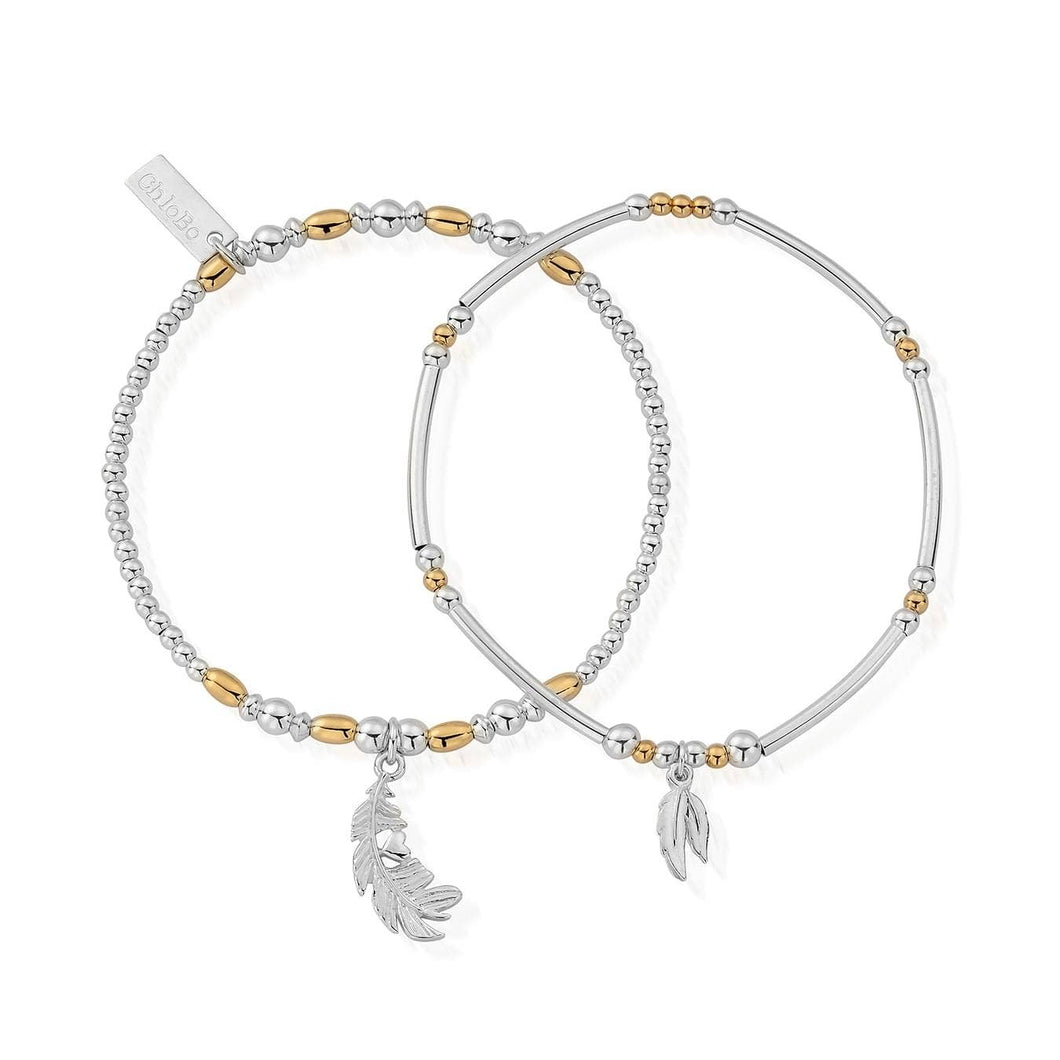 ChloBo Silver & Gold Strength & Courage Set of 2 Bracelets
