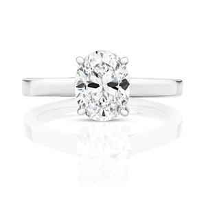 Sterling Silver Solitaire Oval Four Claw Ring