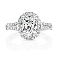 Load image into Gallery viewer, Sterling Silver Oval Halo CZ with Split Band Ring