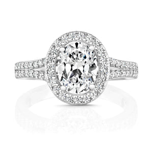 Sterling Silver Oval Halo CZ with Split Band Ring