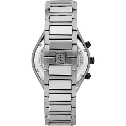 Maserati 45mm Stile Black & White Chronograph Steel Link Watch
