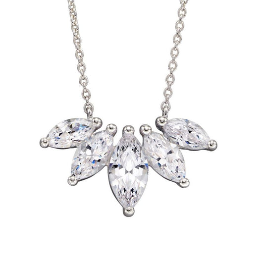 Sterling Silver Graduating Marquise CZ Necklace