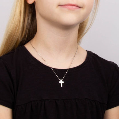 Sterling Silver Children's Medium Diamond Set Cross Necklace