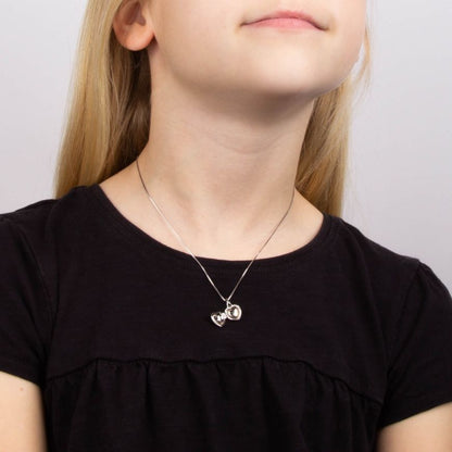 Sterling Silver Children's Heart Shaped Diamond Set Locket Necklace