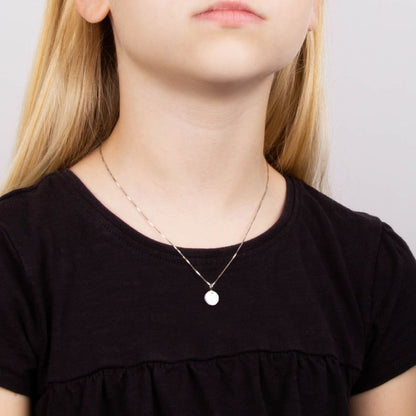 Sterling Silver Cute Children's Diamond Disc Necklace