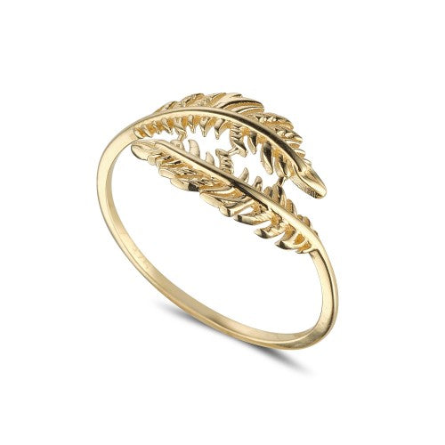 9ct Yellow Gold Delicate Feather Ring