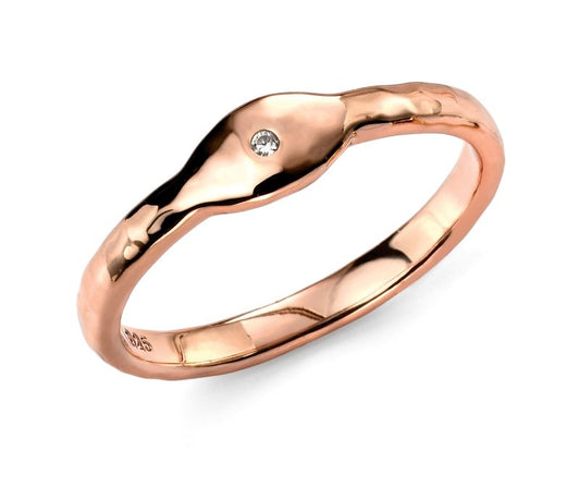 Sterling Silver Rose Gold Toned Solitaire Round CZ Ring