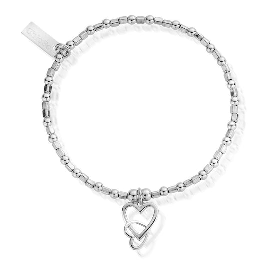 A image of the product ChloBo Sterling Silver Small Bead Cute Puffed Heart Charm Bracelet