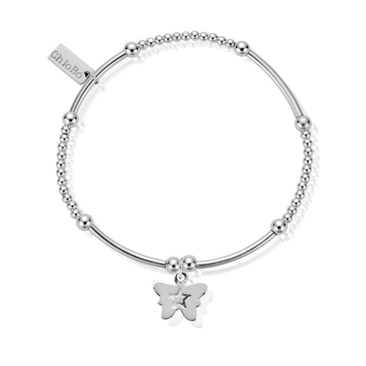 ChloBo Sterling Silver Cute Butterfly Charm Bracelet