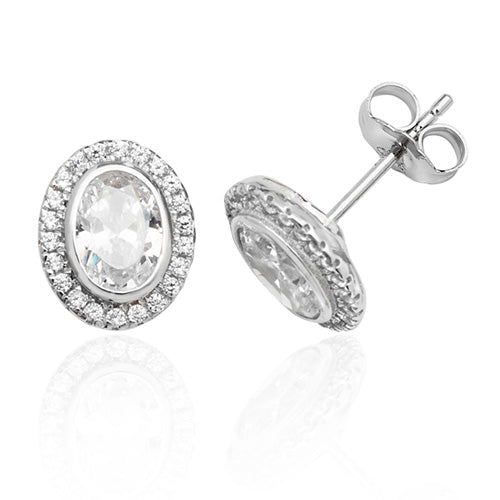 Sterling Silver Oval Stud Earrings