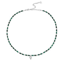 Load image into Gallery viewer, ChloBo Sterling Silver Leaf Heart Sparkle Malachite Necklace