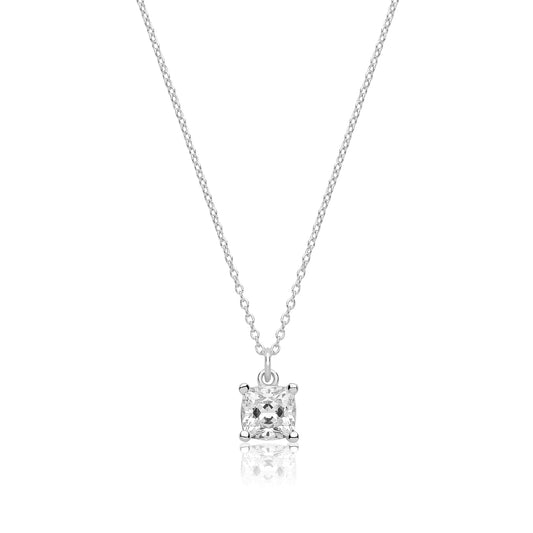 Sterling Silver Solitaire 6mm Round CZ Necklace