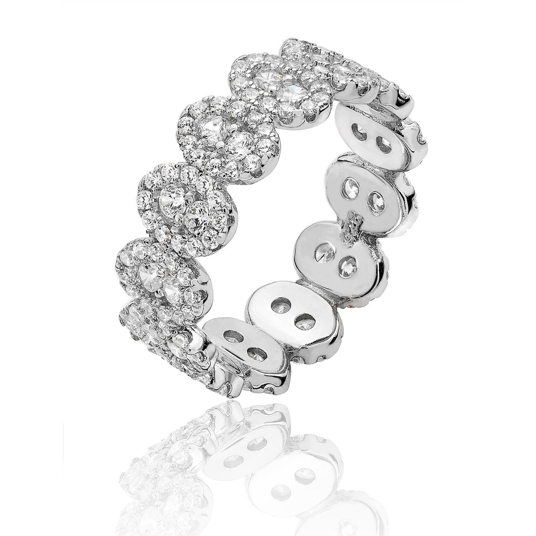 Sterling Silver Multi-Linked Oval & Halo CZ Ring