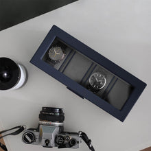 Load image into Gallery viewer, Stackers Navy Blue Four Watch Display Box