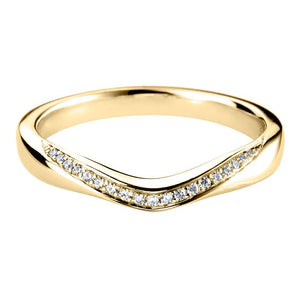 18ct Yellow Gold Curved & Grain Set Wave Diamond Band 0.07ct