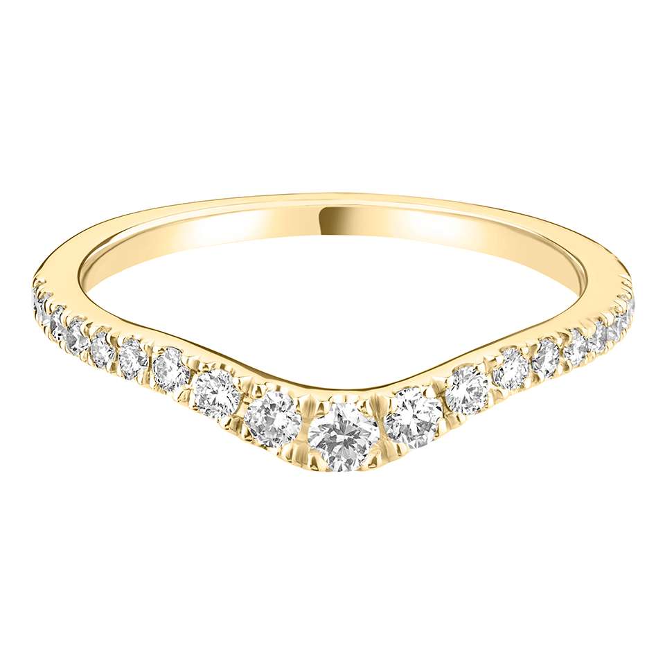 18ct Yellow Gold Curved Wave Claw Set Diamond Ring 0.33ct