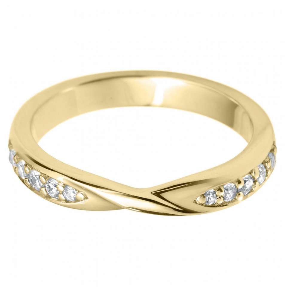 18ct Yellow Gold Inlaid Crossover Diamond Ring 0.16ct